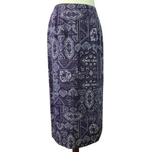 Talbots Purple White Paisley Silk Lined Maxi Skirt 6 Petite